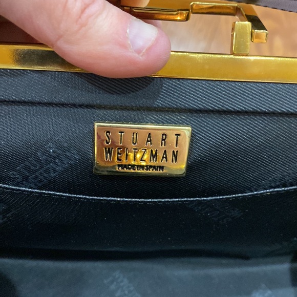 💕 Stuart weitzman black suede framus blasue dressy vintage handbag EUC  💕 - Picture 9 of 12